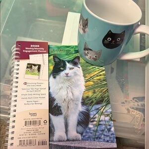 Cat Lovers 2026 Planner BNWT and Mug Set - Blue and White